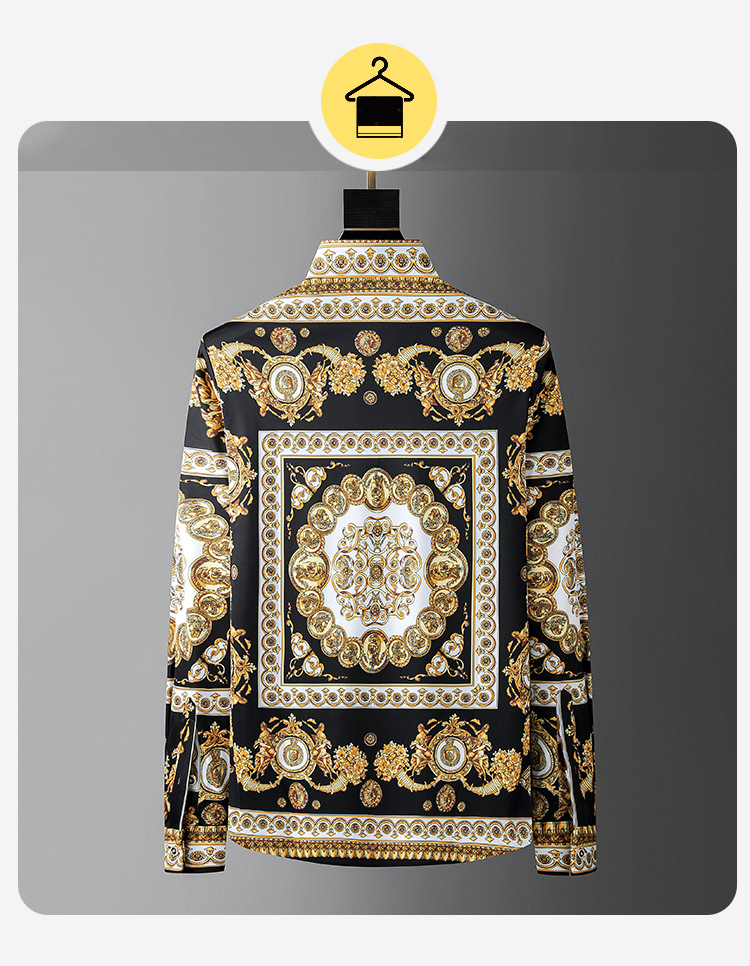 春夏季男式衬衫免烫透气衬衣港风印花长袖男宽松花衬衫男装设计感详情19