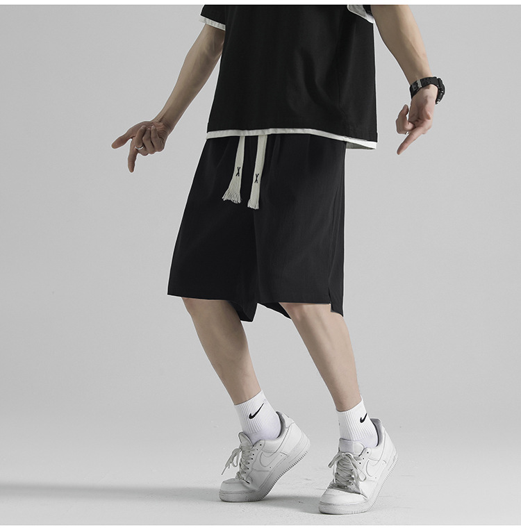 Ice silk shorts for men, summer thin basketball sports, quick-drying beach mid-length pants, loose workwear, casual 5-inch pants pic 4