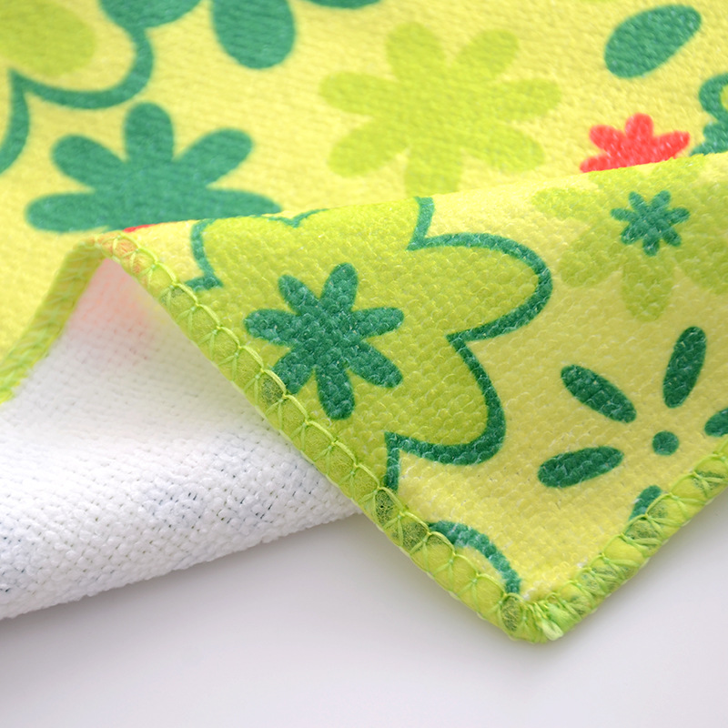 Wholesale of custom-made warp knitted fiber printed square towels 30*30 multi-functional absorbent cleaning thickened cloths pic 10