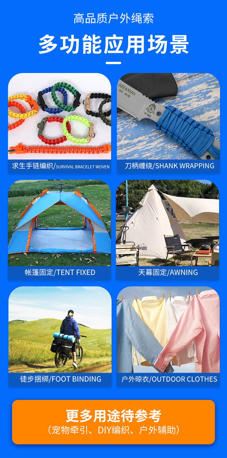 Cross-border best-selling 750-pound nine-core umbrella rope, high-strength outdoor woven umbrella rope, camping 9-core windproof canopy rope pic 24