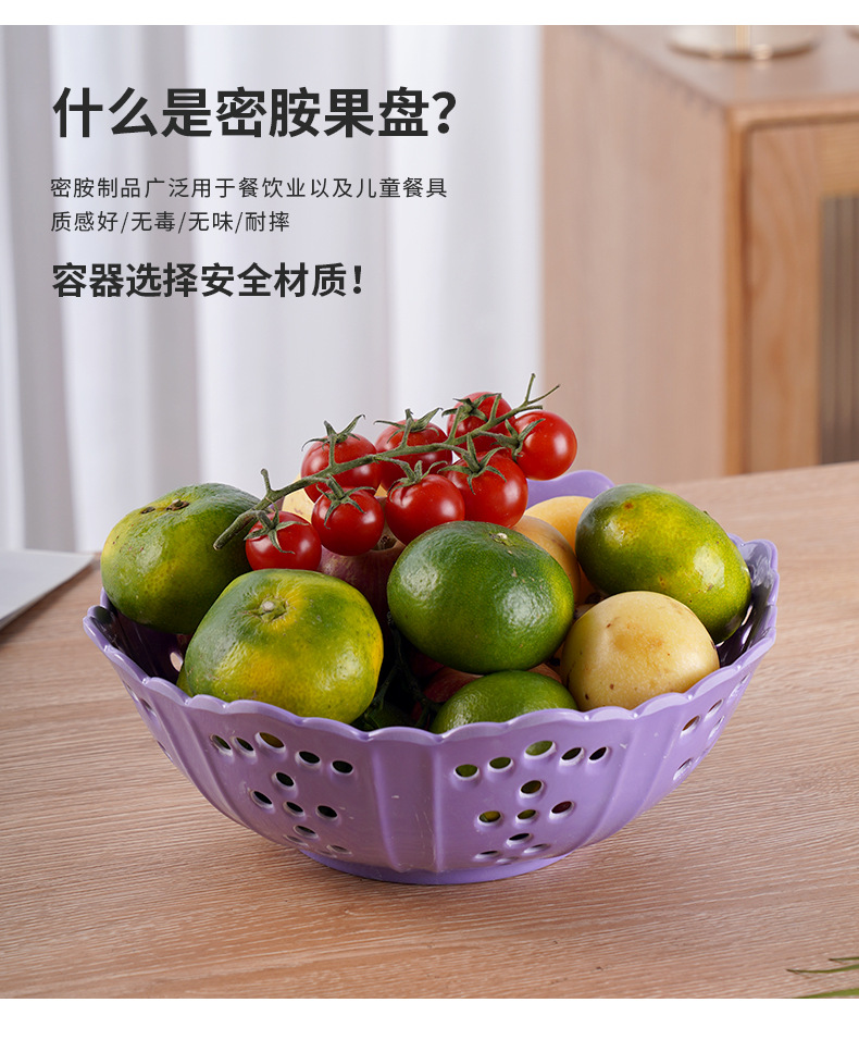 Fashionable octagonal hole hollowed-out Chenjing best-selling melamine fruit plate, imitation porcelain creative fruit basket, kitchen draining basket, vegetable basket pic 14