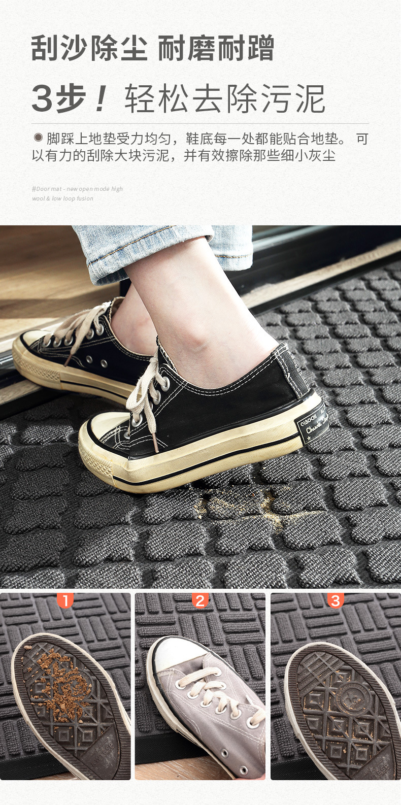 The company building entrance mud scraper mat, outdoor anti-slip rubber floor mat, hotel entrance foot mat, shopping mall advertising carpet pic 4