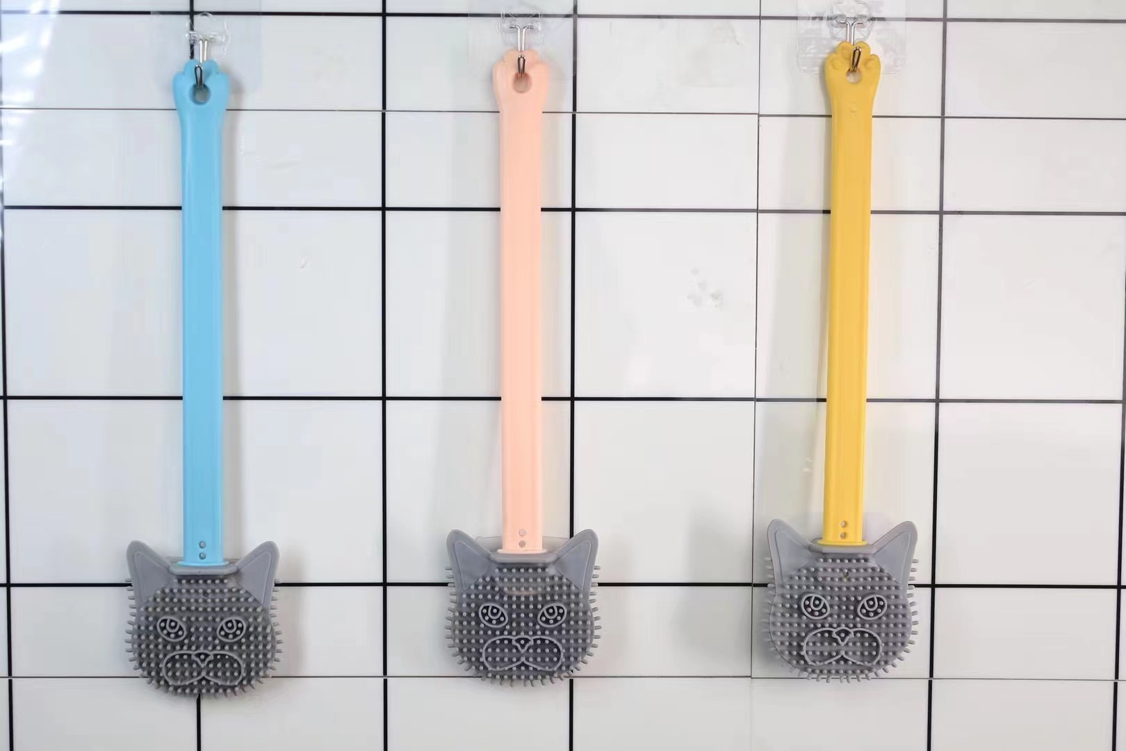 马桶刷家用无死角卫生间免打孔硅胶清洗神器挂墙式壁挂式厕所刷子详情3