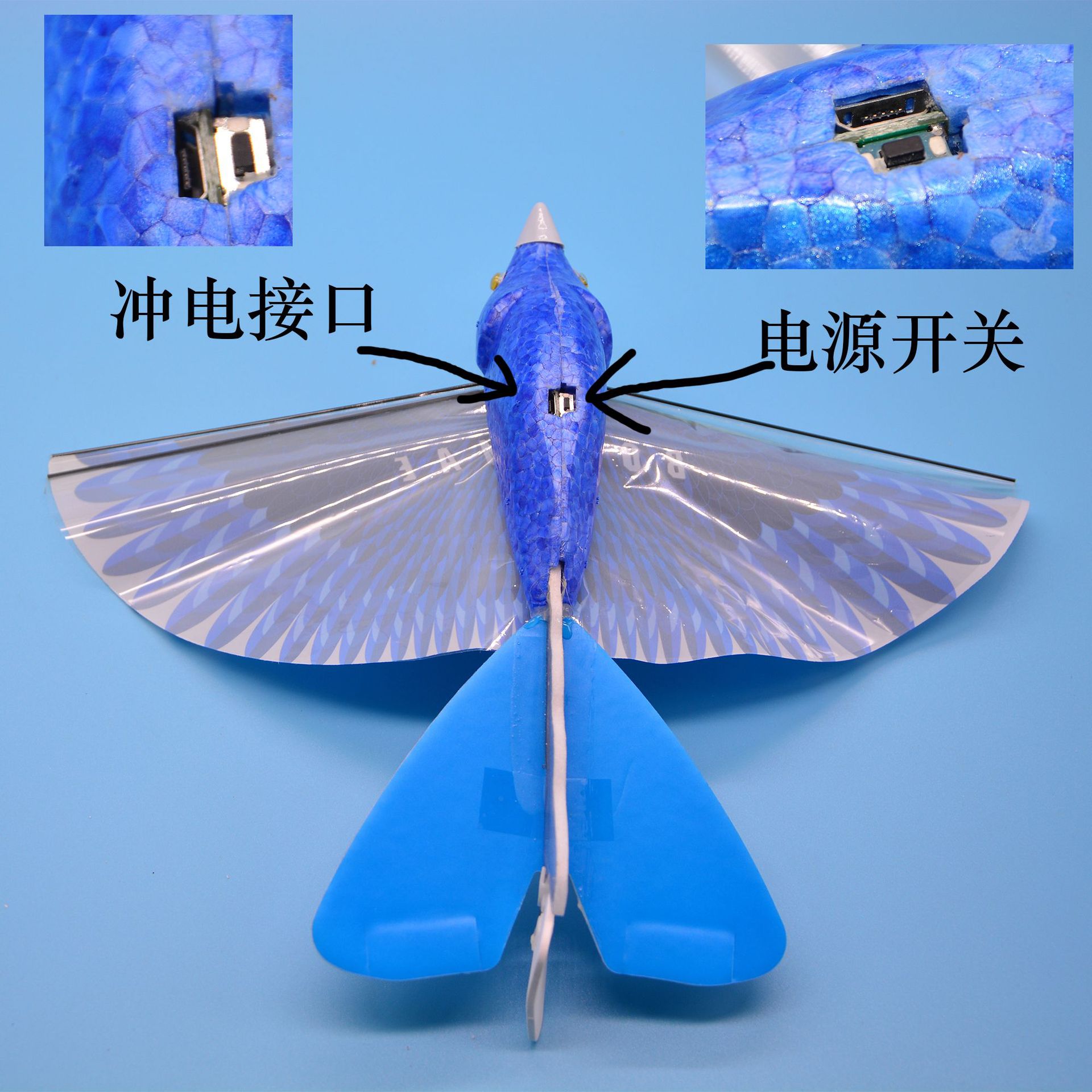 Electric flapping aircraft free flight simulation bionic bird model aircraft STEM science laboratory Lu Ban Bird pic 7