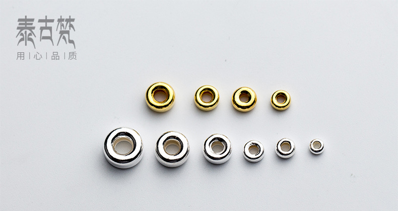 S925银水泡珠 圆环珠 车轮珠隔片垫片手工DIY饰品配件散珠S0303详情2