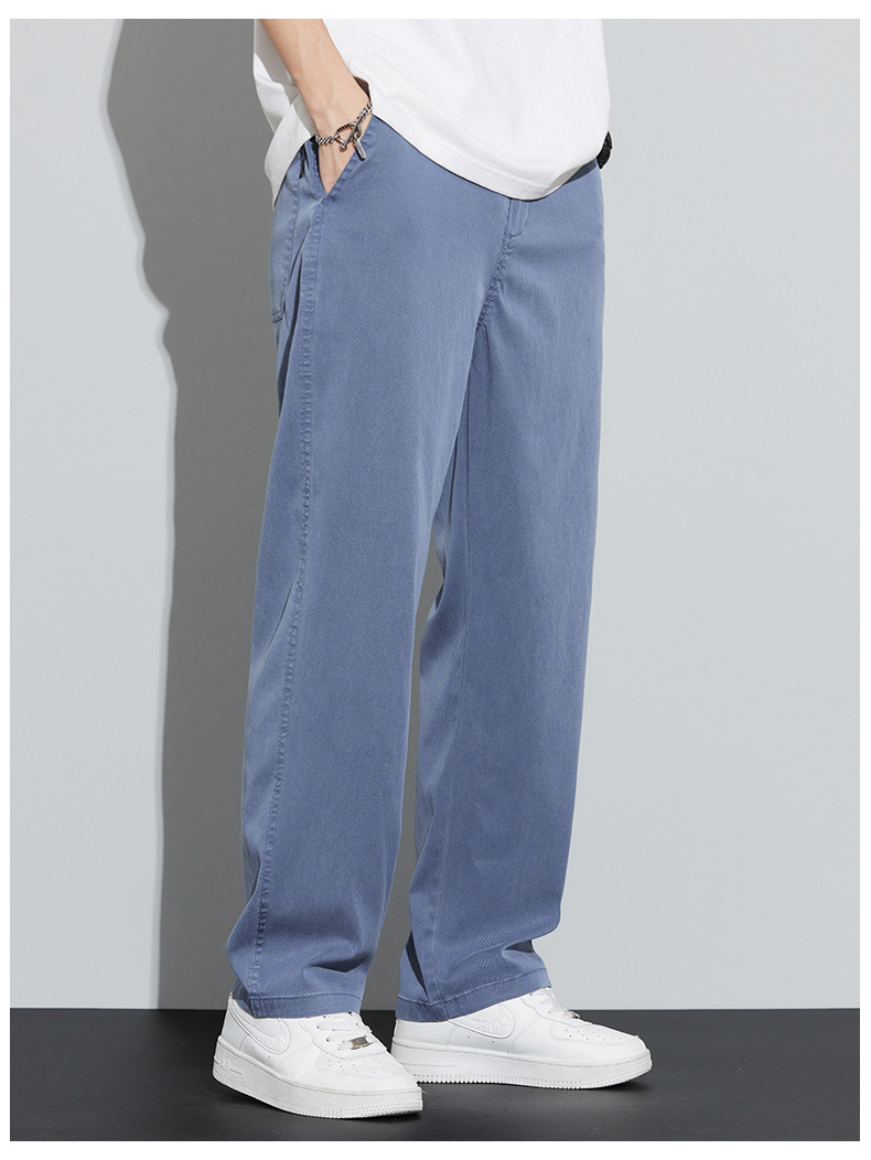 男士牛仔裤夏季薄款2024年新款宽松紧腰直筒学生阔腿冰丝休闲长裤详情21