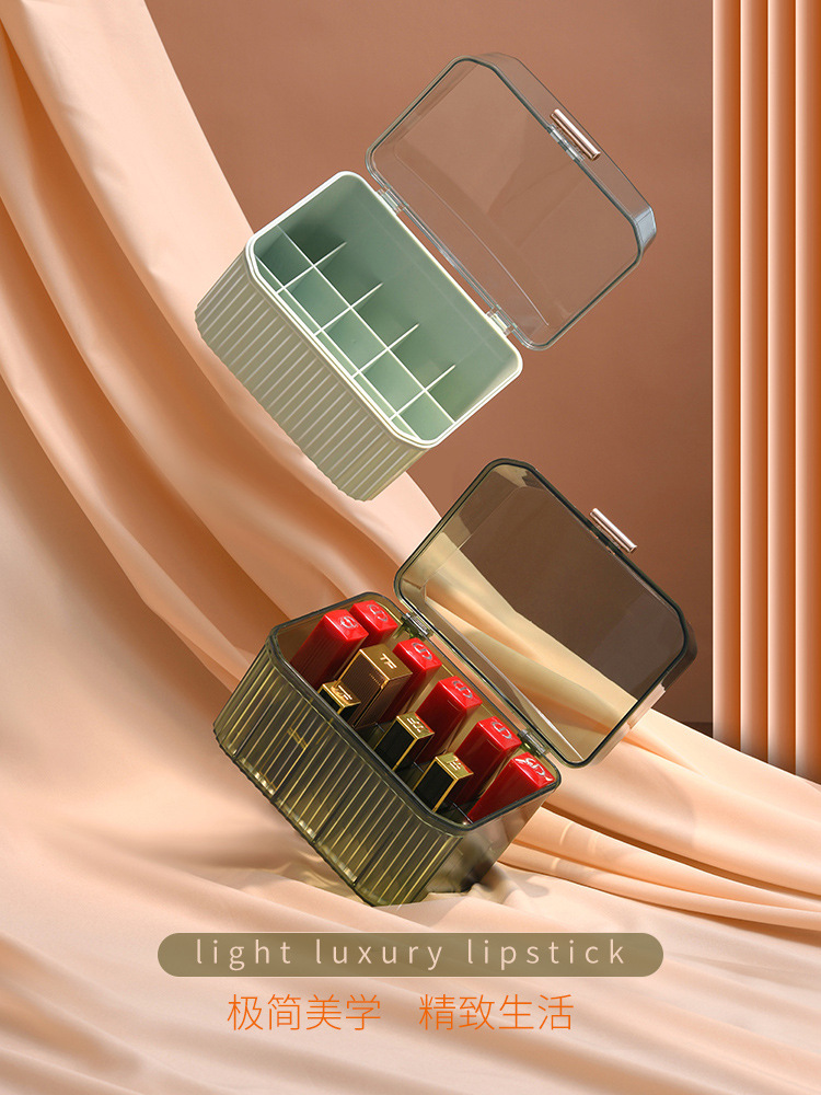 跨境好物梳妆台带盖轻奢高颜值通明口红收纳盒首饰整理箱厂家直销详情10