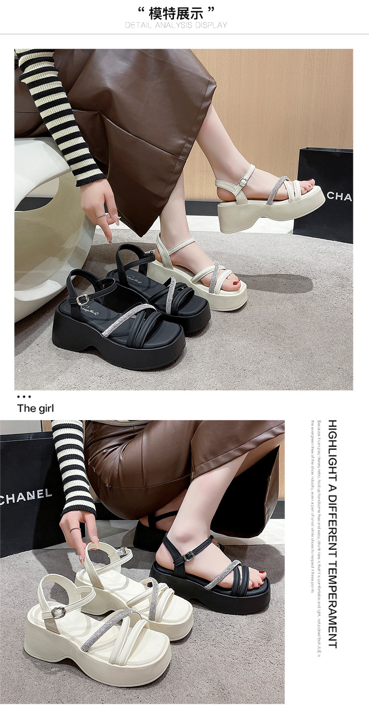 凉鞋女2024夏季新款厚底增高仙女风罗马凉鞋坡跟潮百搭女士凉鞋详情12