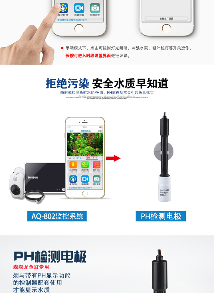 Wholesale Sen sunAQ-802 remote fish tank intelligent monitoring and remote control system Mobile controller Camera monitor pic 6