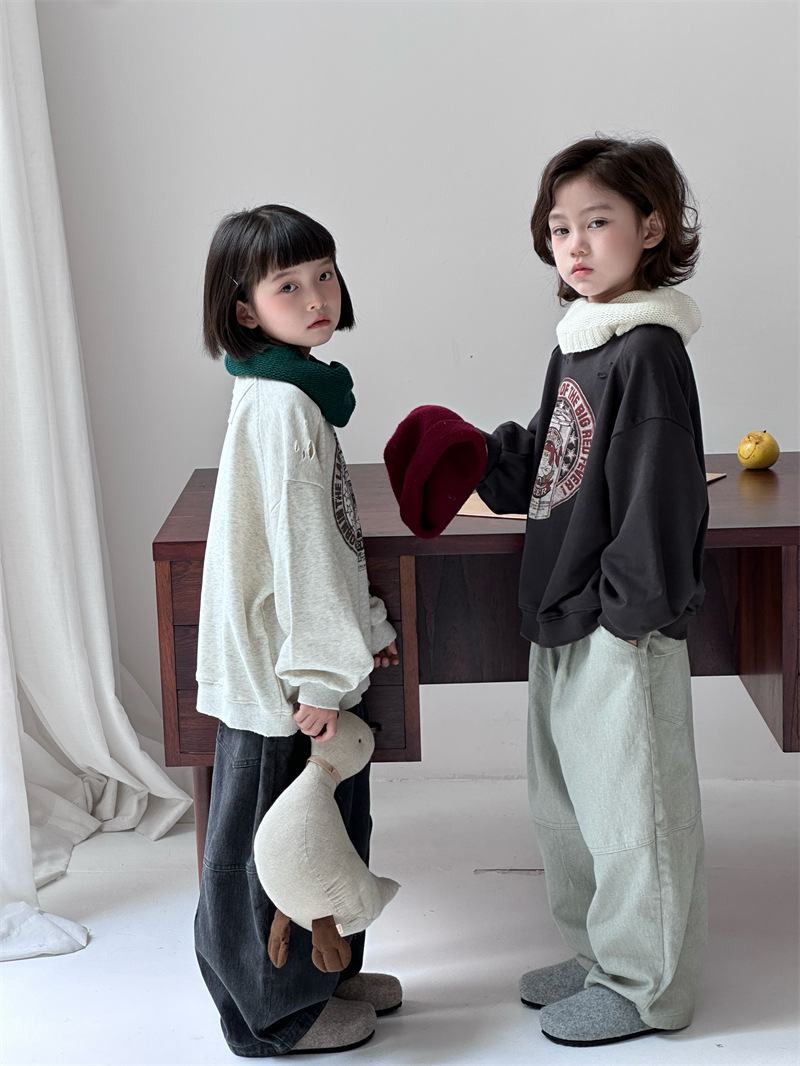 2024秋季新款韩版儿童宽松卫衣男女童百搭印花圆领套头上衣潮详情4