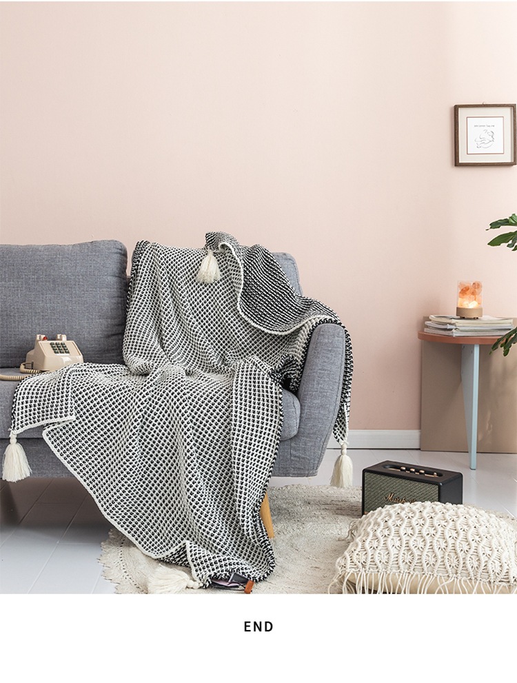 Autumn and winter thickened knitted yarn blankets, waff-checkered acrylic yarn blankets, office nap blankets, air conditioning blankets, photo props pic 10
