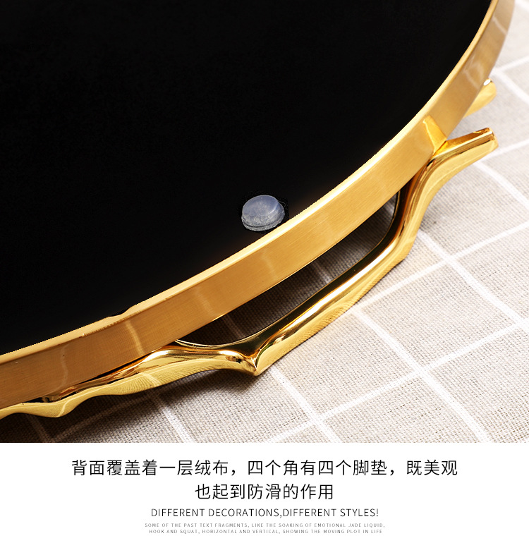 Nordic light luxury style glass storage trays, home decoration ornaments, tea sets, discs, crystal porcelain paintings, metal handicrafts pic 7