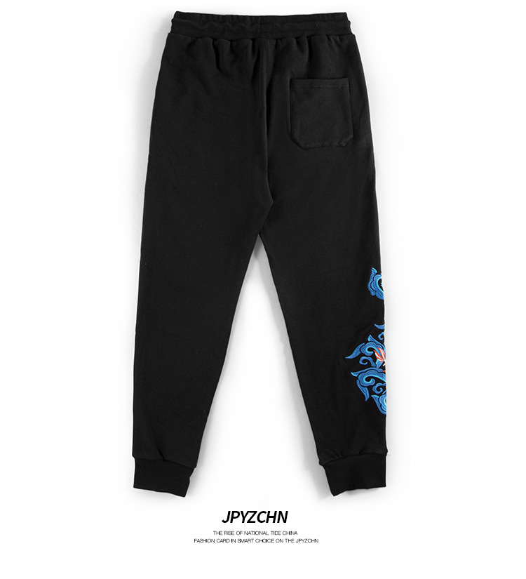 男士裤子黑色卫裤国潮宽松刺绣束脚裤休闲裤运动裤潮详情9