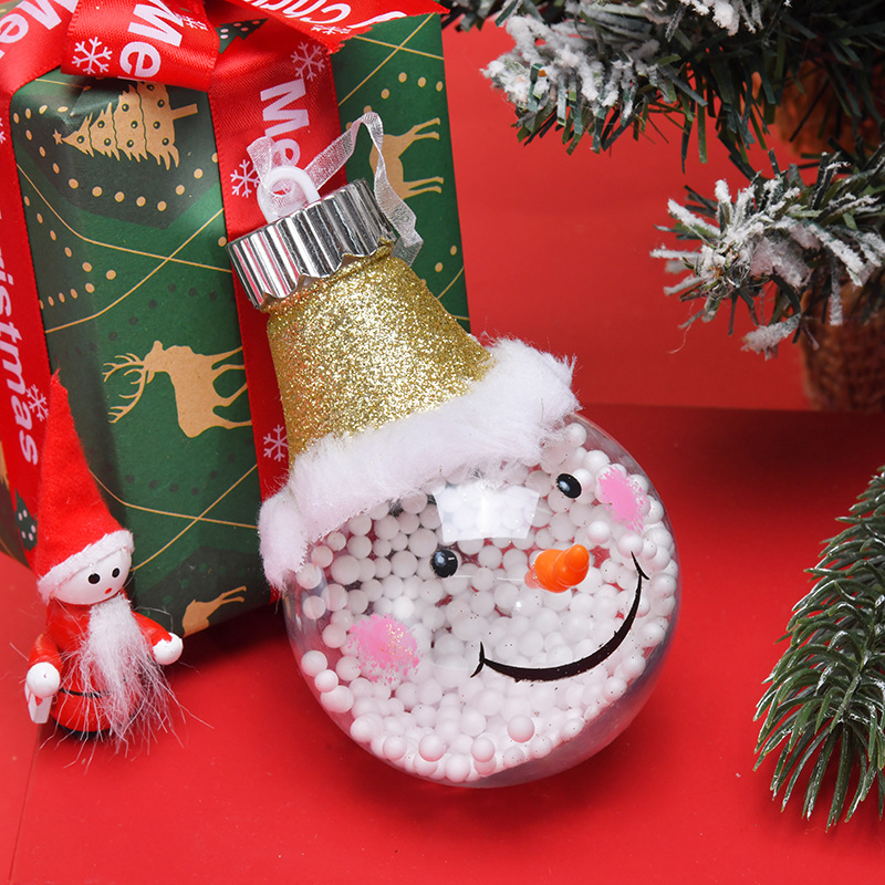 跨境圣诞球发光挂件卡通雪人塑料球摆件装饰圣诞节庆氛围挂饰批发详情7