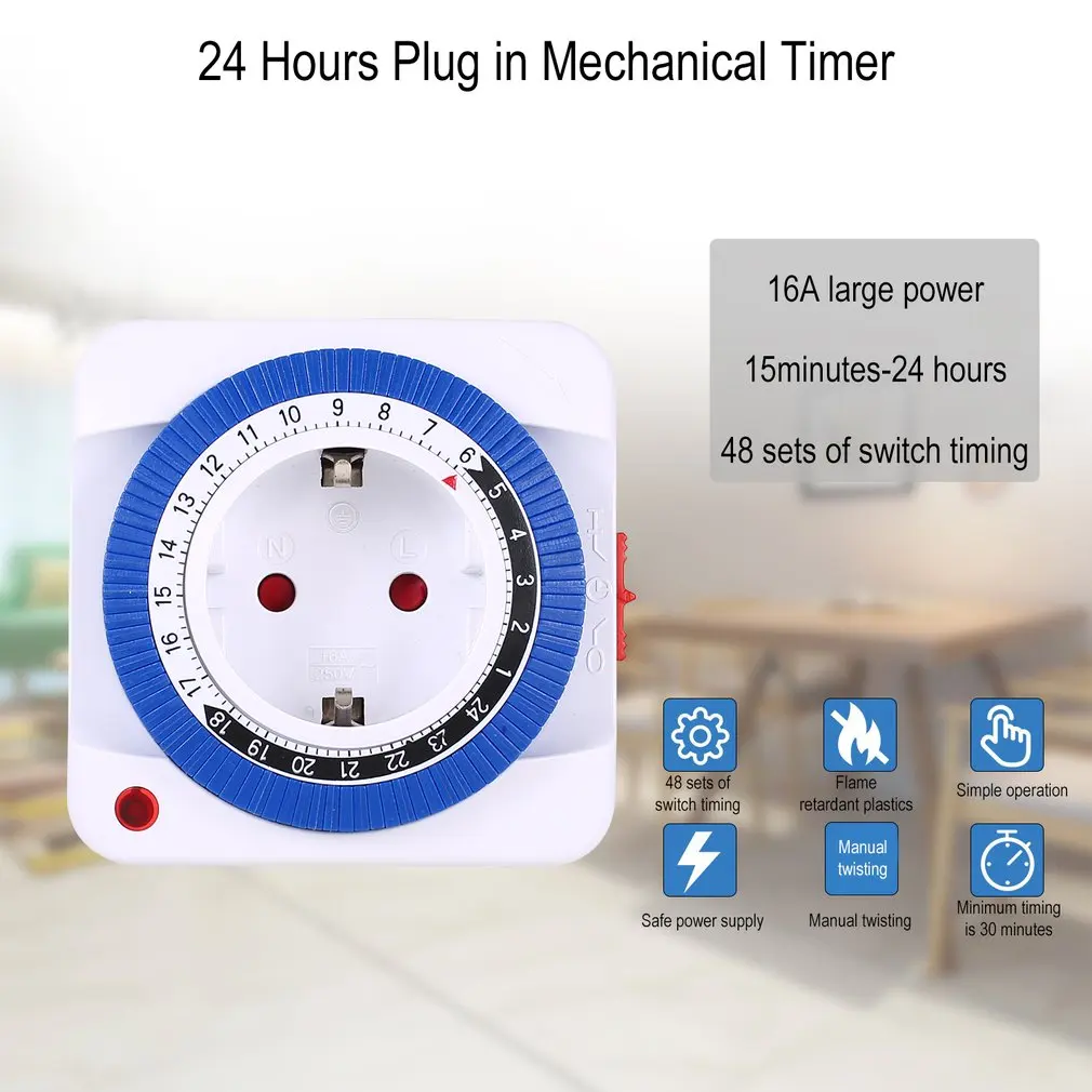 The mechanical timer household smart timing socket operates in a 24-hour cycle, with the timer switch automatically cutting off the power supply pic 9