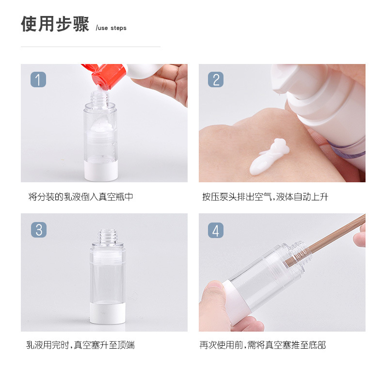 In stock at the factory, there are 15ml vacuum bottles for AS lotion, 120m vacuum bottles for press foundation, and travel cream bottles pic 12