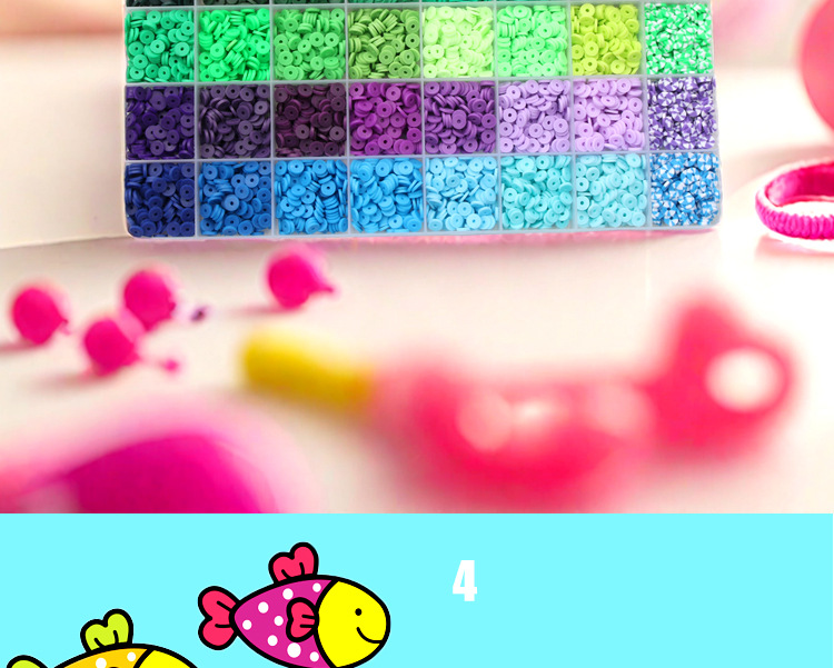 软陶片串珠单色6mm 饰品制作DIY手链项链饰品配件32格软陶片盒装详情8