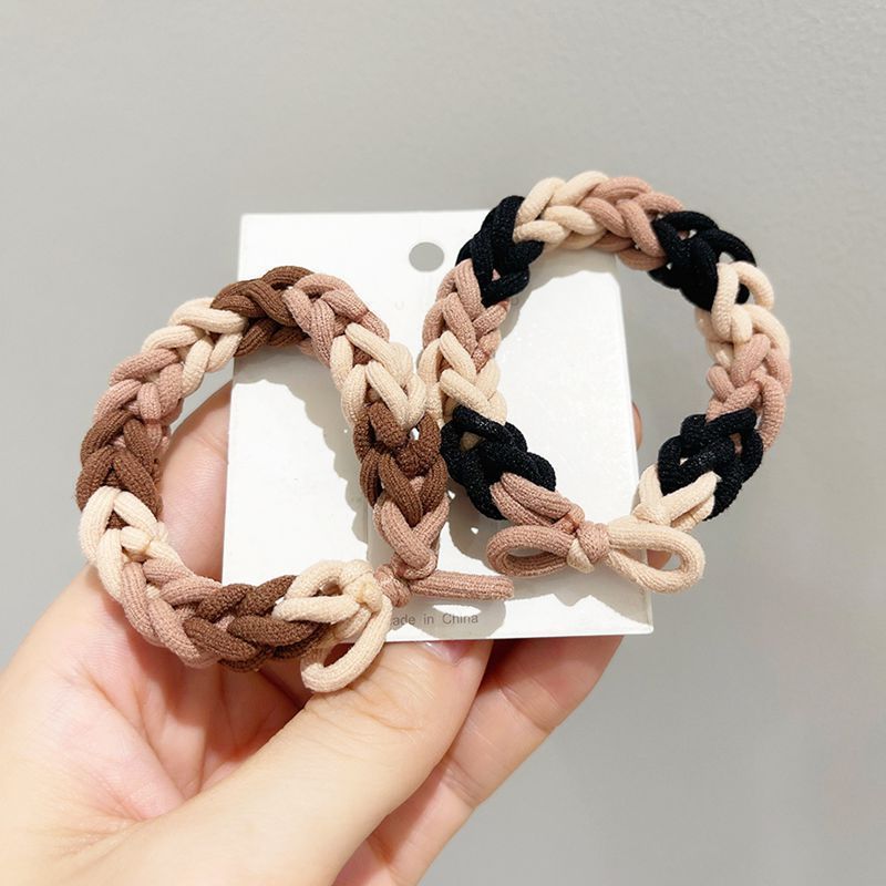 小清新手工编织彩色头绳女扎马尾皮筋高弹力发圈简约粗皮筋发圈详情1