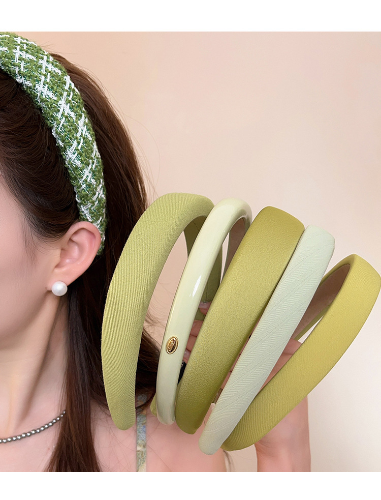 Green high top hairband for women, high-end, stylish and fashionable headband 2025 new style, versatile hairpin headwear for going out pic 9