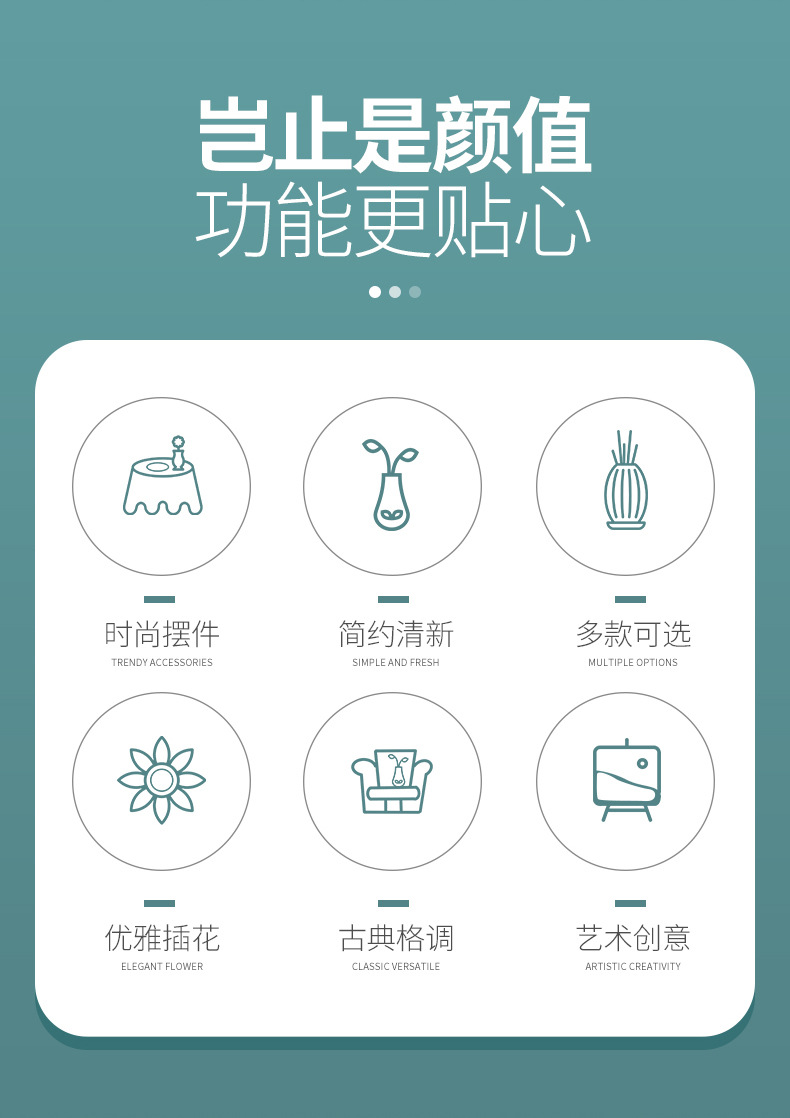 Chinagoods Ceramic Vase北欧陶瓷花瓶酒店家公寓居客厅陶瓷瓶水培花瓶样板间复古摆件详情2