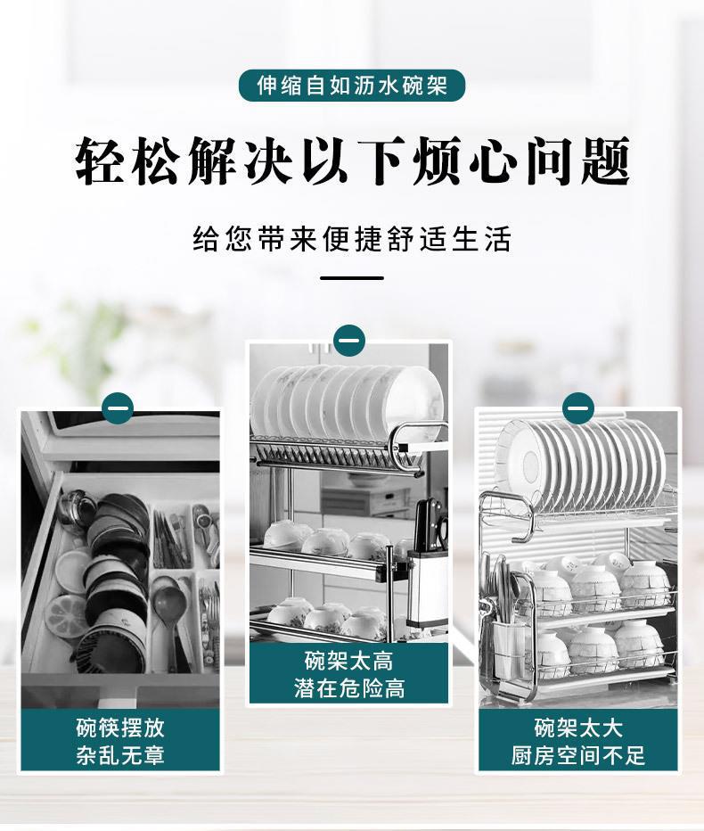 二代可伸缩沥水碗架厨房沥水碗碟架旋转伸缩碗架塑料碗碟收纳架子详情2