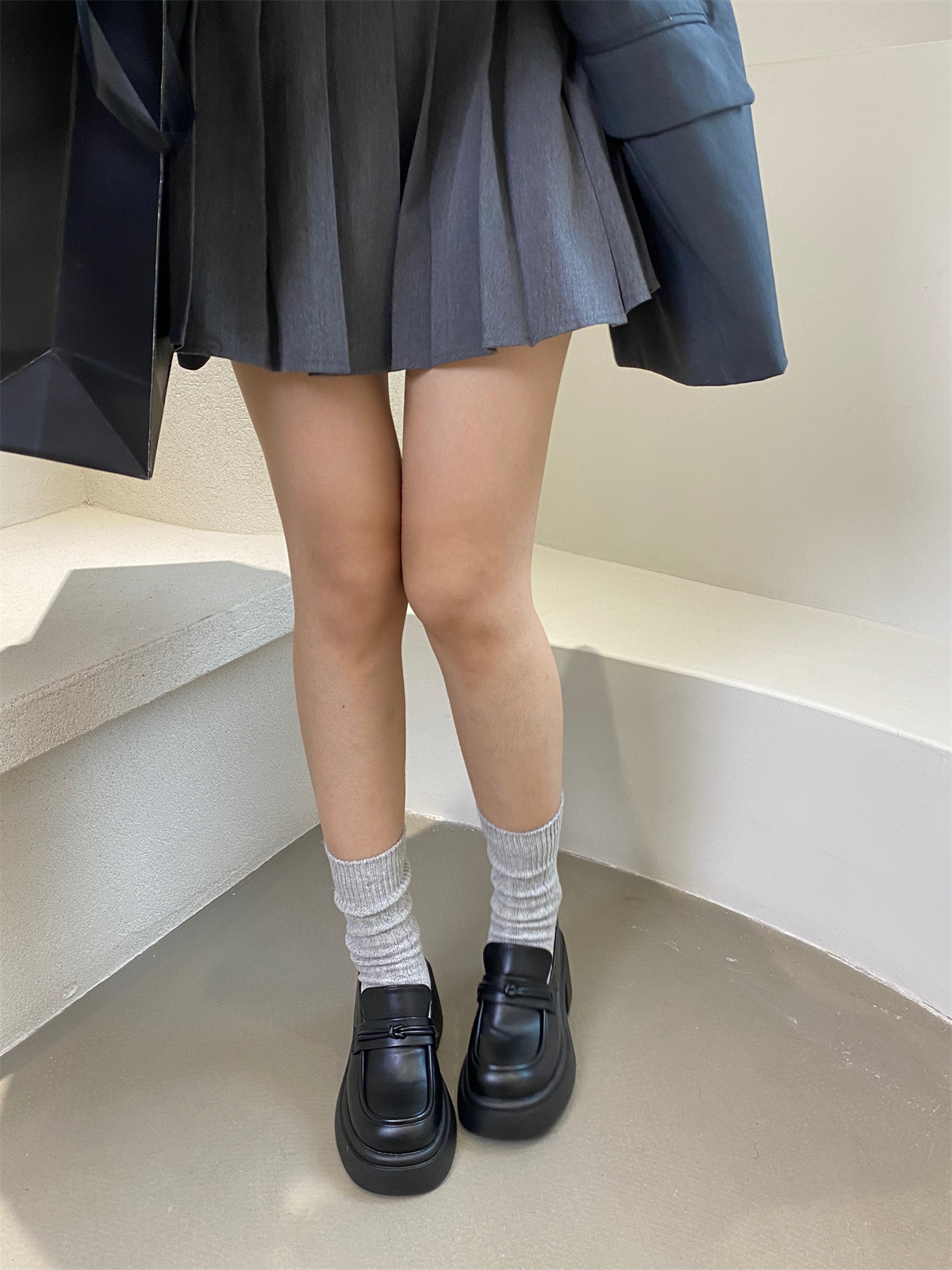 厚底松糕小皮鞋2023新款秋季单鞋女日系JK粗跟乐福鞋详情39