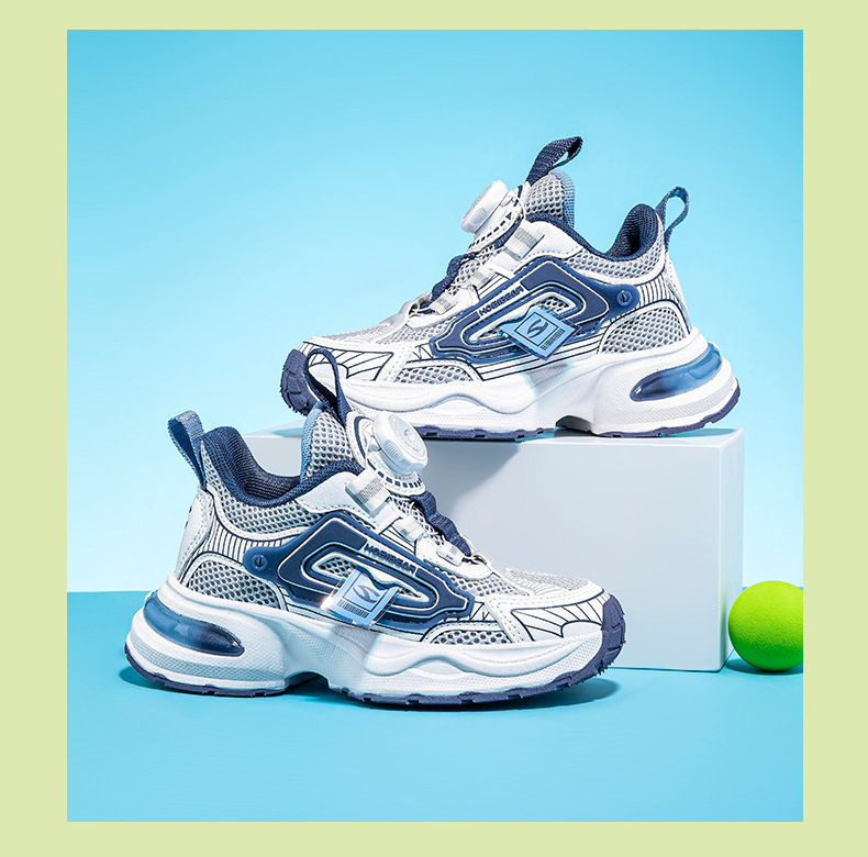 哈比熊网面春季款男童纽扣鞋女童双网运动鞋橡胶底跑步鞋一件代发详情10