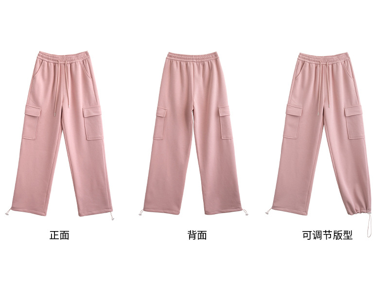 工装运动裤女2023秋冬新款牛奶丝高腰宽松显瘦直筒休闲窄版阔腿裤详情8