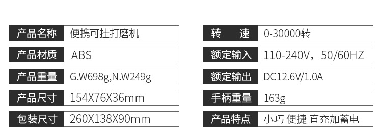 Cross-border new product: 30,000 RPM compact wireless portable rechargeable nail and dental grinding machine, nail remover pic 9