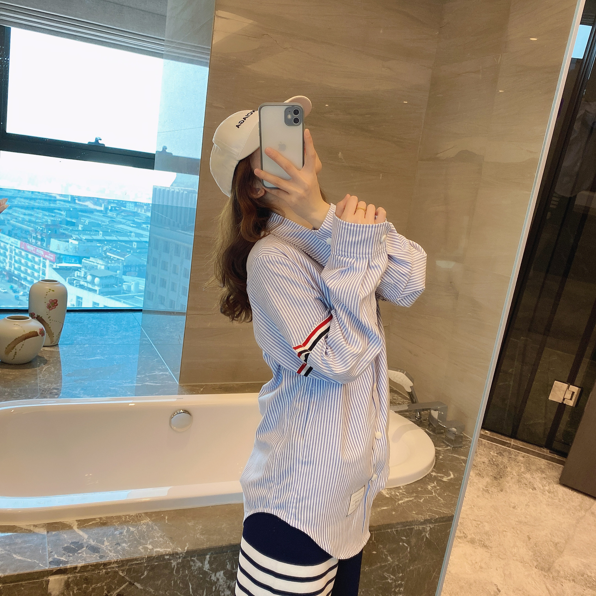 TB casual trendy brand poplin slim-fit solid white shirts for men and women, Oxford fabric shirts for women with long sleeves pic 42