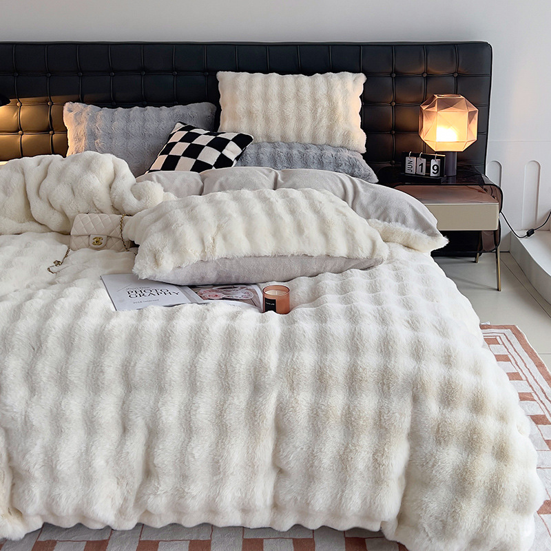 A类超厚獭兔绒四件套牛奶绒皮草绒 加厚秋冬宝宝绒被套件床单床品详情7