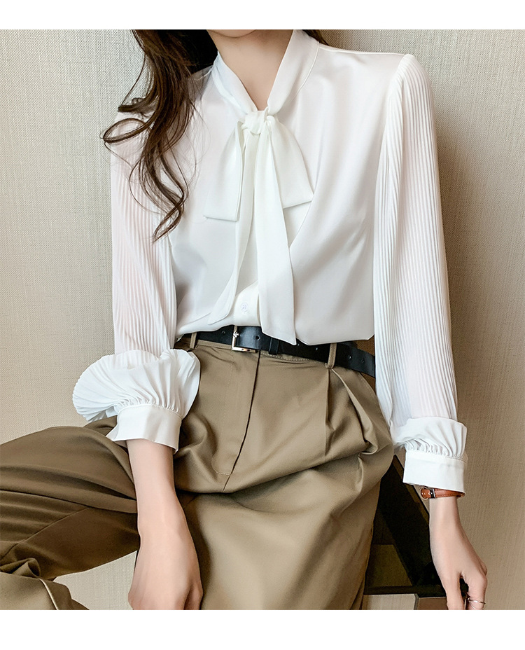 时尚气质欧货雪纺衬衫女装春秋装2023年新款春夏长袖上衣女士衬衣详情18