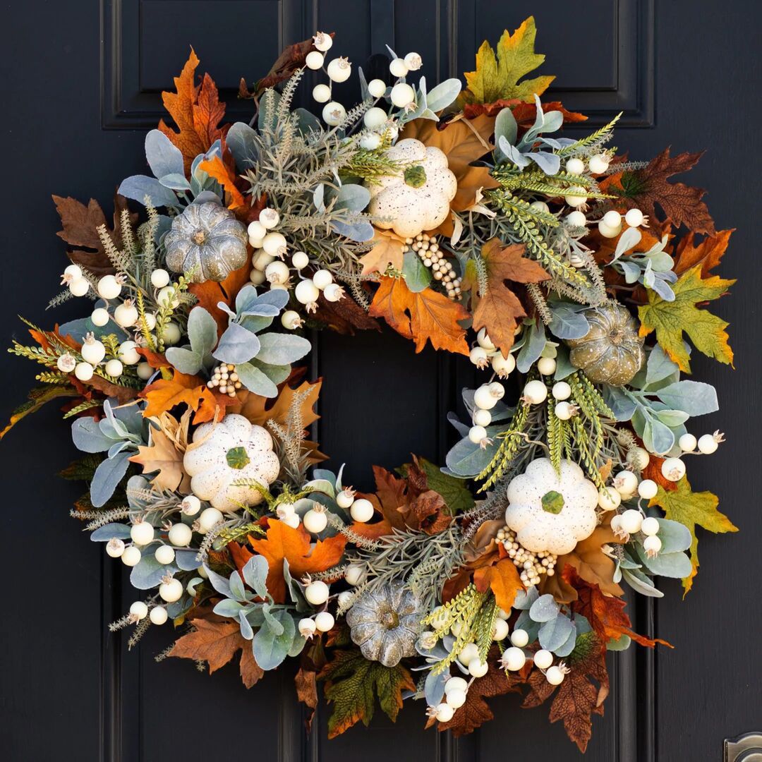 Cross-border Halloween gratitude Autumn simulation garlands, frost leaves, pumpkin pendants, door decorations, window display props pic 5