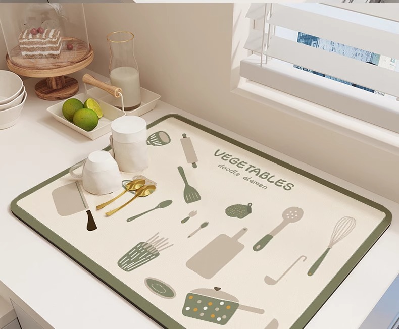 ins风厨房沥水垫吧台桌面吸水硅藻泥垫子家用耐磨可裁剪桌面杯垫详情8