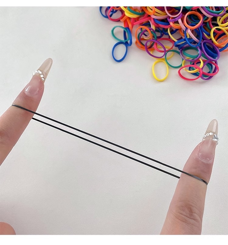 黑色一次性橡皮筋女扎头发高弹力发绳不伤发发圈儿童头绳编发发饰详情28