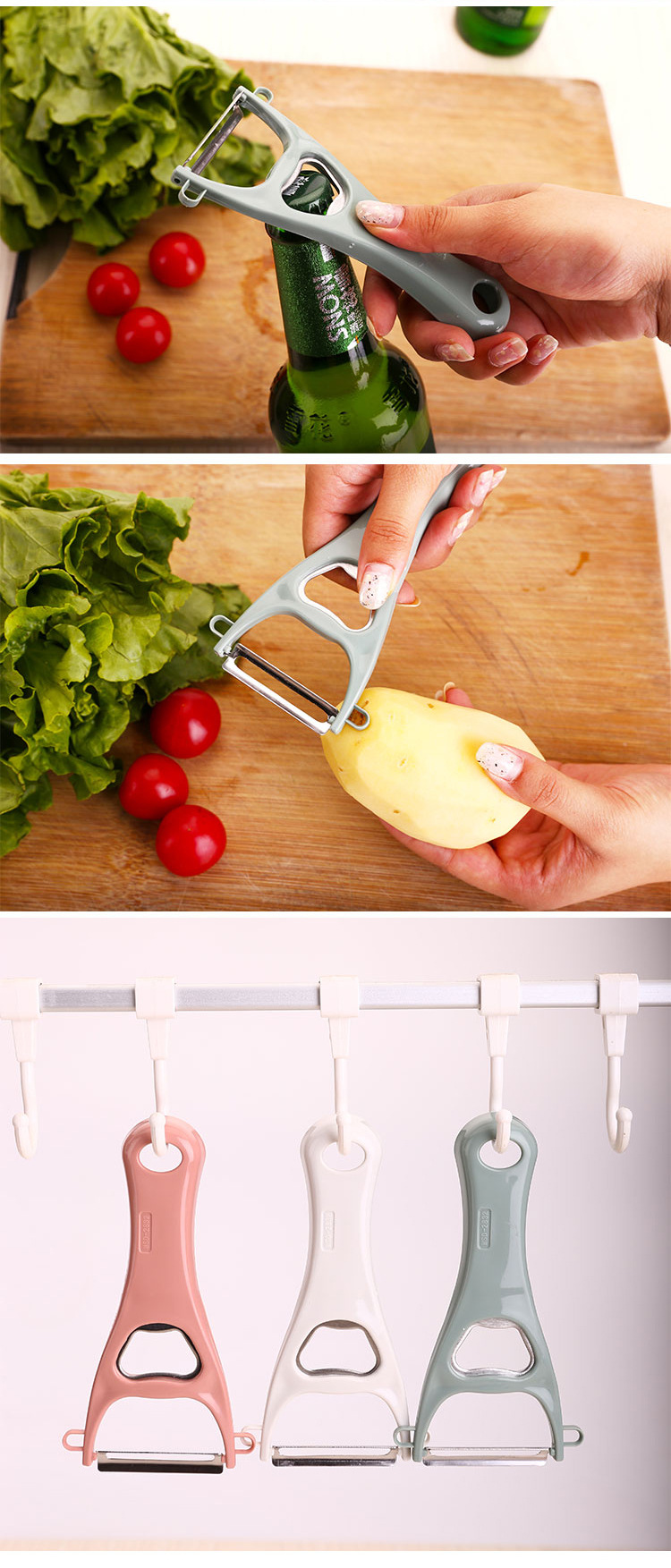 Multi-functional peeler, three-in-one kitchen fruit and vegetable peeler, multi-purpose rotary peeling and peeler, grater pic 4