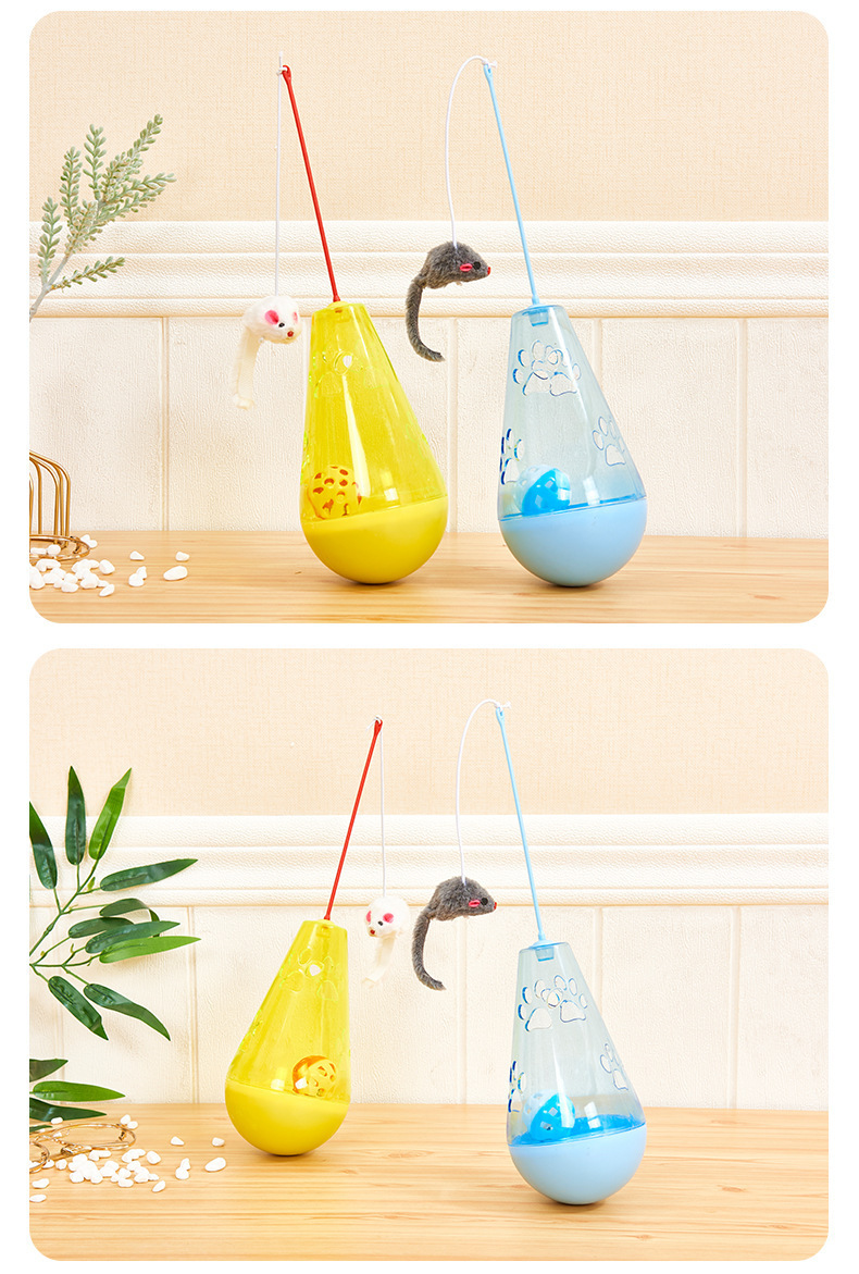 Pet cat toys, plastic untoppleable dolls, cross-border plush mice, bell balls, fun cat toys, untoppleable mice pic 11