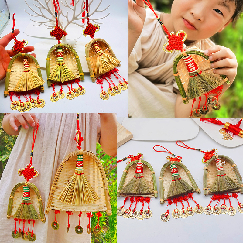 Copper coins, small brooms, dustpans, hanging ornaments, door decorations for moving into a new home, indoor hanging ornaments, TV wall decorations for the Qingming and Dragon Boat festivals pic 6