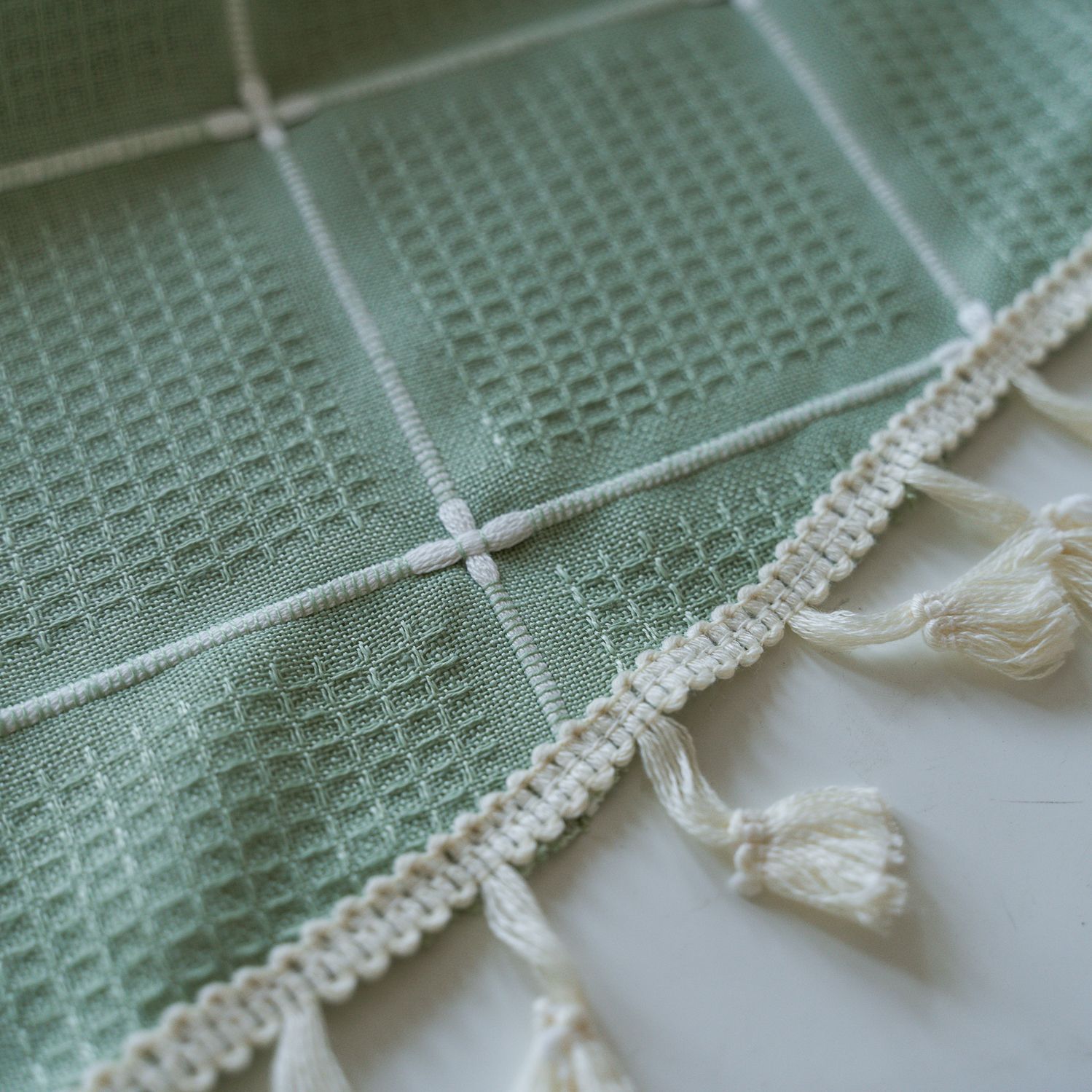 Cross-border TEMU Xiyin round table cloth, Japanese cream white tassel tablecloth, table cloth, cover cloth, Amazon factory wholesale pic 15