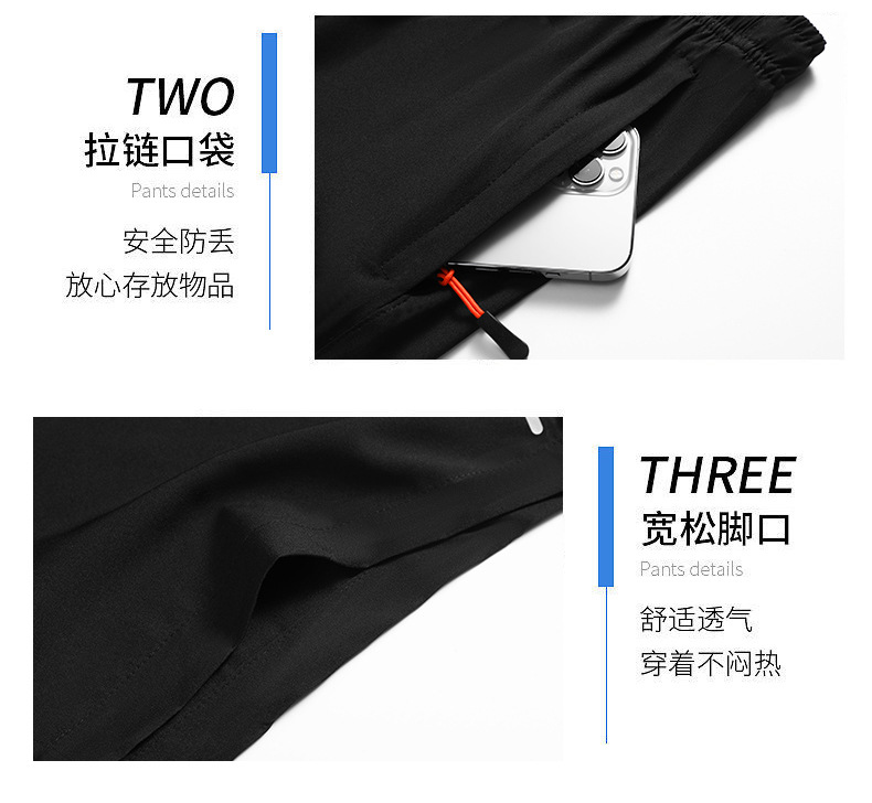 Summer sports thin shorts for men, loose and casual ice silk quick-drying capri pants for men, straight-leg Hong Kong-style pants for men, trendy pic 10