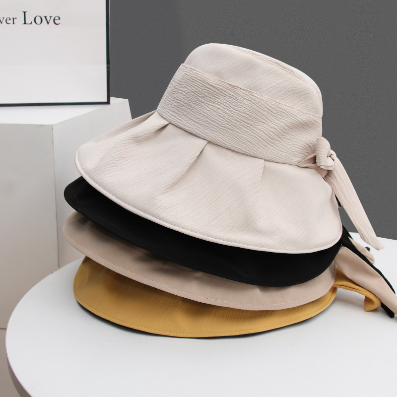 Versión coreana sombrero de sol de vinilo mujer color sólido cornisa sombrero de pescador protector uv visera visera de verano sombrero de sol maré pic 12