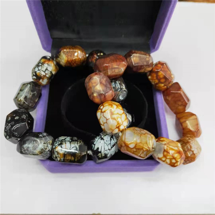 Guangshun Jewelry Wholesale of natural stone volcanic Agate bracelets, Factory direct sales of irregularly cut agate bracelets pic 2