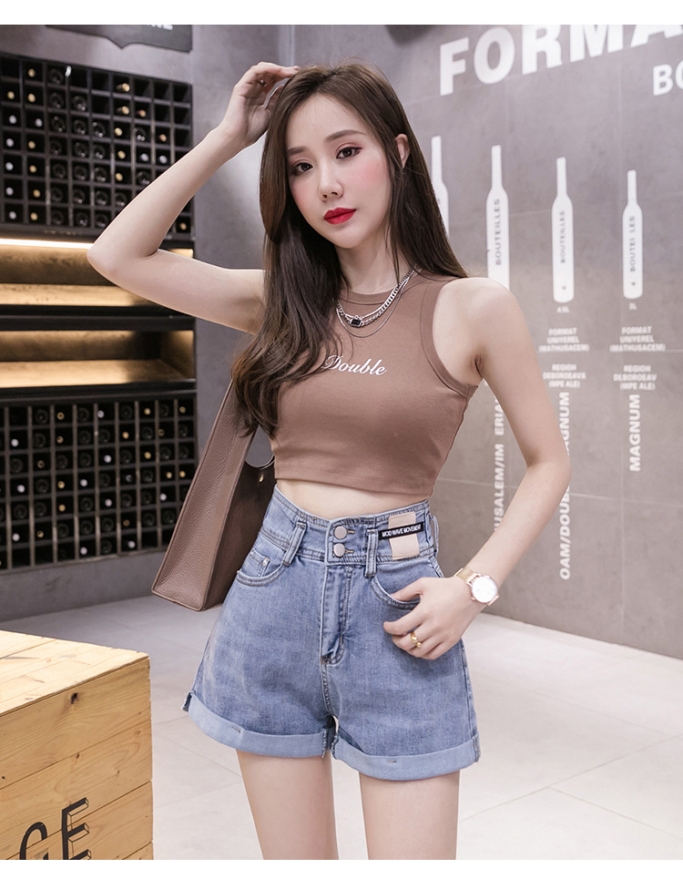 2022夏季新款时尚高腰修身显瘦弹力热裤气质百搭牛仔短裤女潮女式详情12