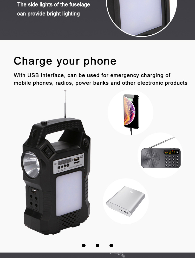 Outdoor portable multi-functional Bluetooth radio MP3 solar emergency light usb mobile phone charging courtyard system light pic 16