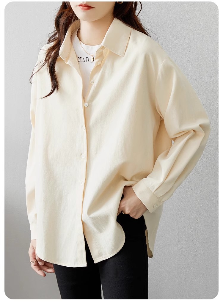 2024秋季纯色衬衫女休闲时尚百搭衬衣韩系通勤外套上衣详情11