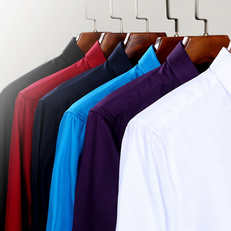 绣标夏季薄款弹力【高棉贡缎】钻扣商务男装时尚休闲男式长袖详情1