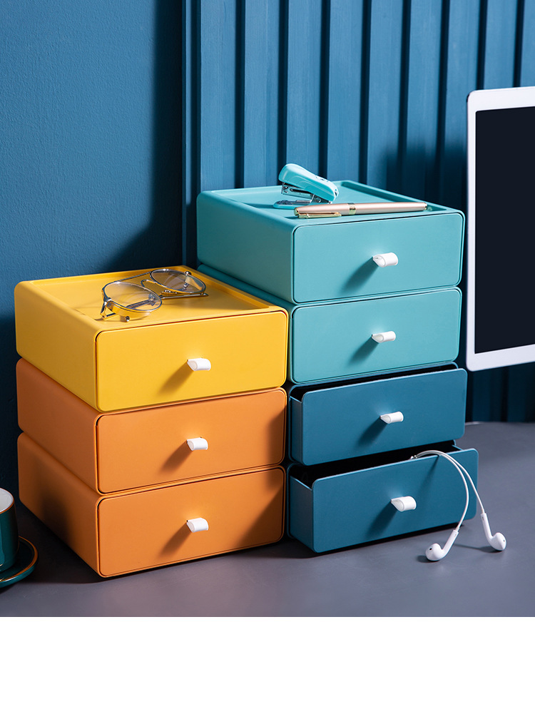 Desktop cosmetics storage box, student desk stationery storage box, office organizing drawer-type storage rack wholesale 0750 pic 19