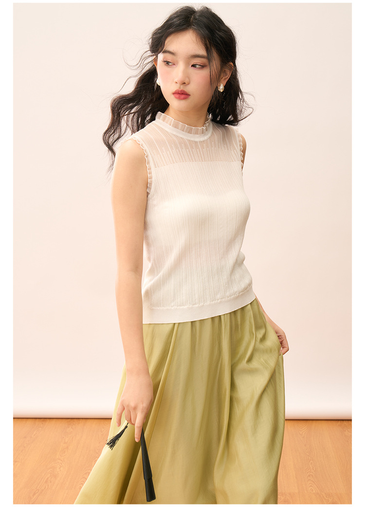 【盛都】清仓特价款轻盈气质天丝飘逸高腰设计感A字半身裙中长详情17