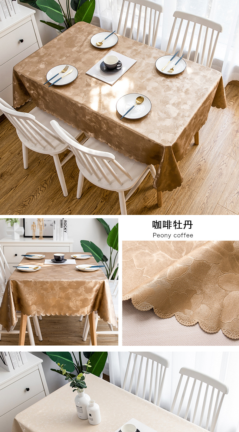 Cross-border delivery of European-style waterproof tablecloths, heat-resistant, oil-resistant, no-wash tablecloths, household tablecloths, rectangular coffee table tablecloths pic 19