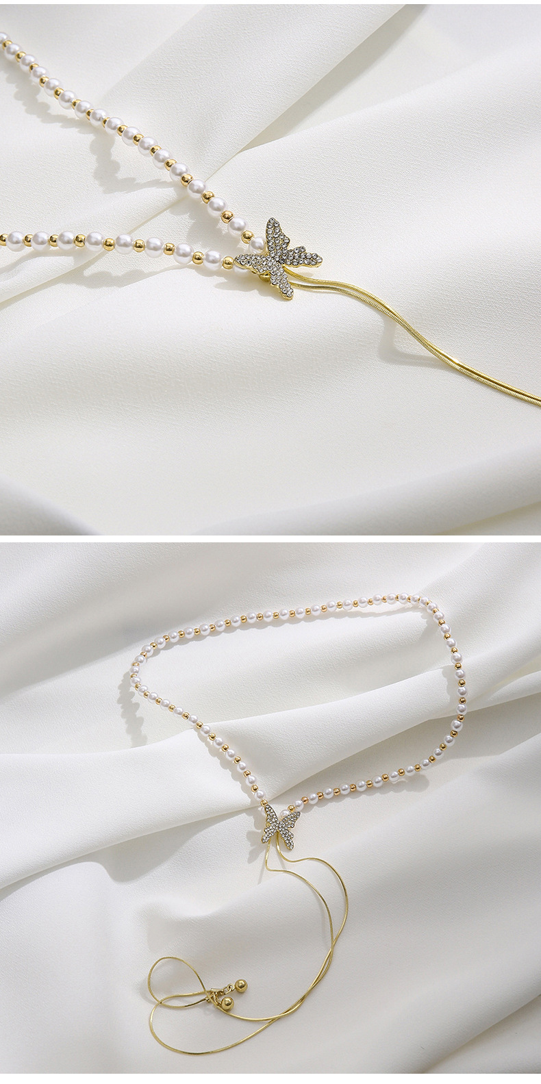 The trendy and individualistic pearl butterfly necklace on Instagram is a versatile and niche pendant with a cold and luxurious collarbone style pic 6